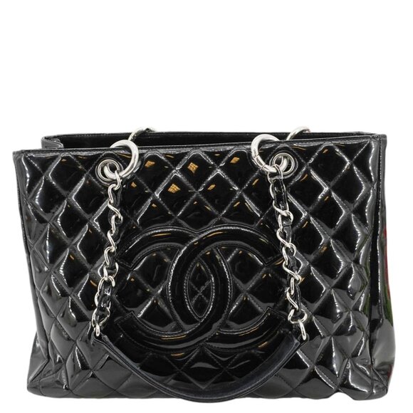 Chanel  Grand Shopping Patent Quilted Leather GST Tote Bag Black - Picture 3 of 15
